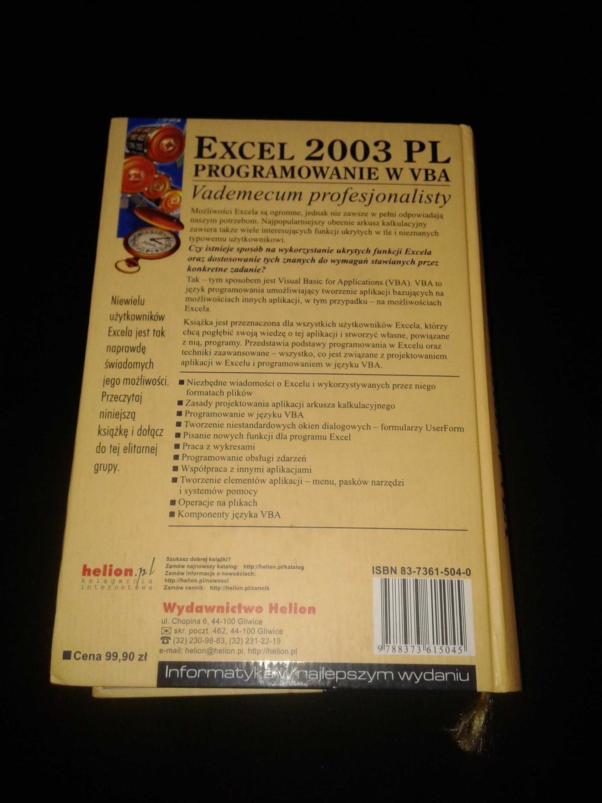 EXCEL 2003 PL Programowanie w VBA + płyta John Walkenbach