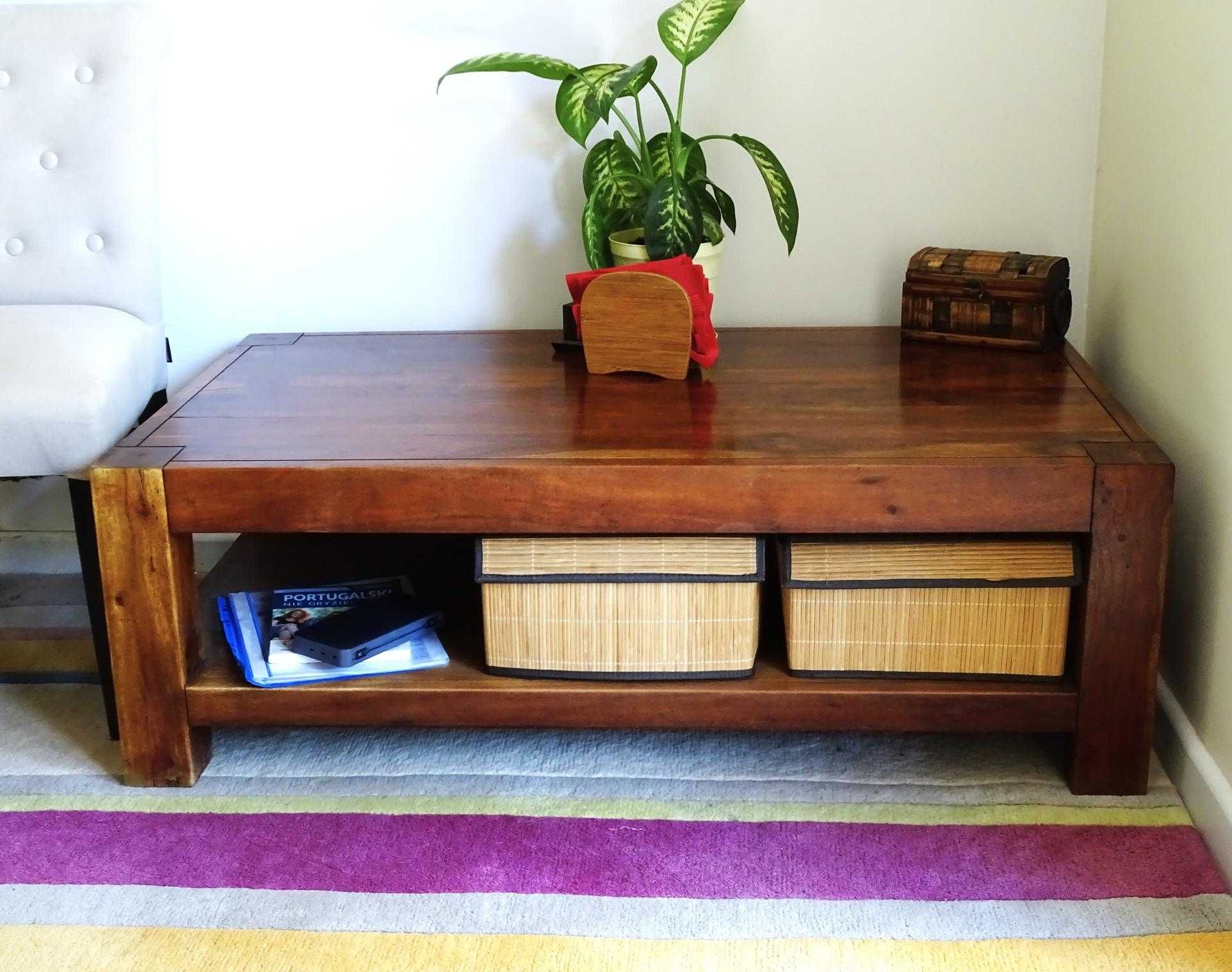 Kolonialna ława z drewna egzotycznego palisander 120x70x41 - AlmiDecor