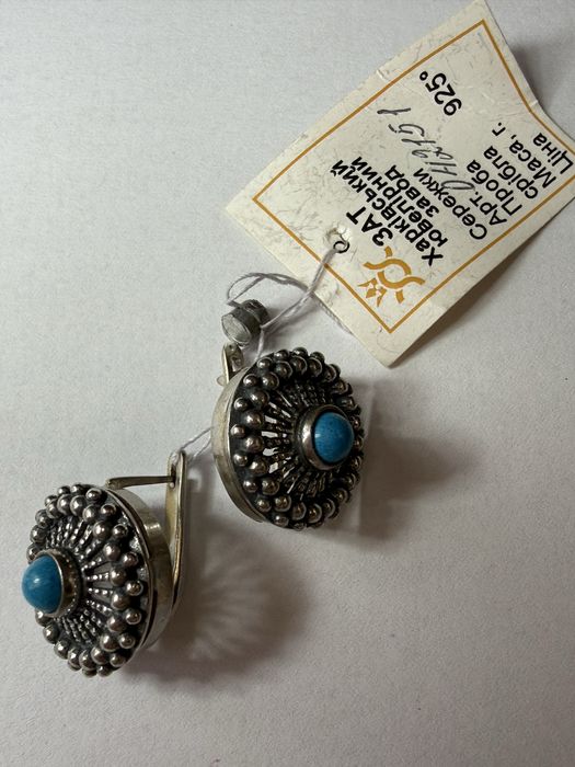 НОВІ срібні сережки з бірюзою ВІНТАЖ 925 проба