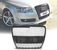 GRELHA FRONTAL LOOK RS PARA AUDI A6 C6 LIMOUSINE AVANT PRETO BRILHANTE