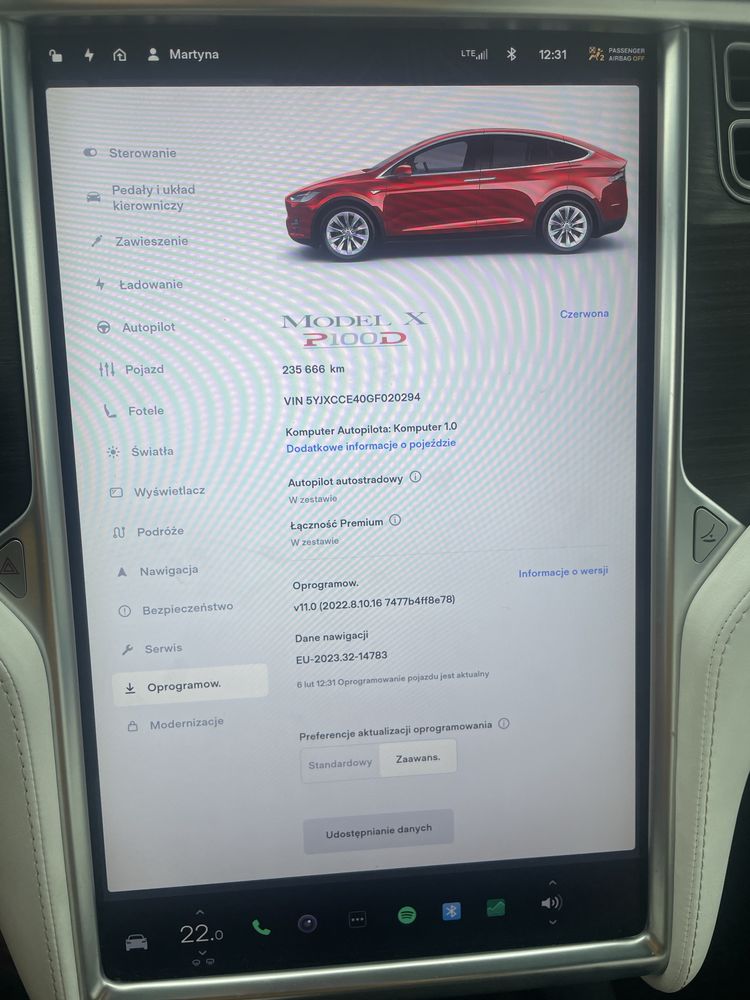 Tesla model X P100D darmowy SC mozliwa zamiana