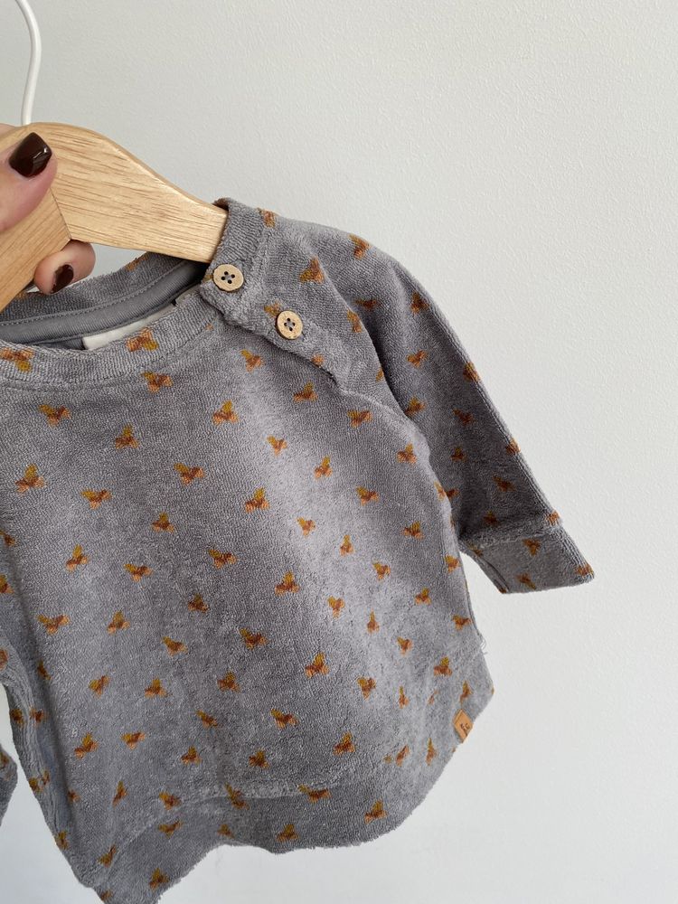 Bluza lil’ atelier szara w żołędzie 62 brązowe musztardowe jak newbie