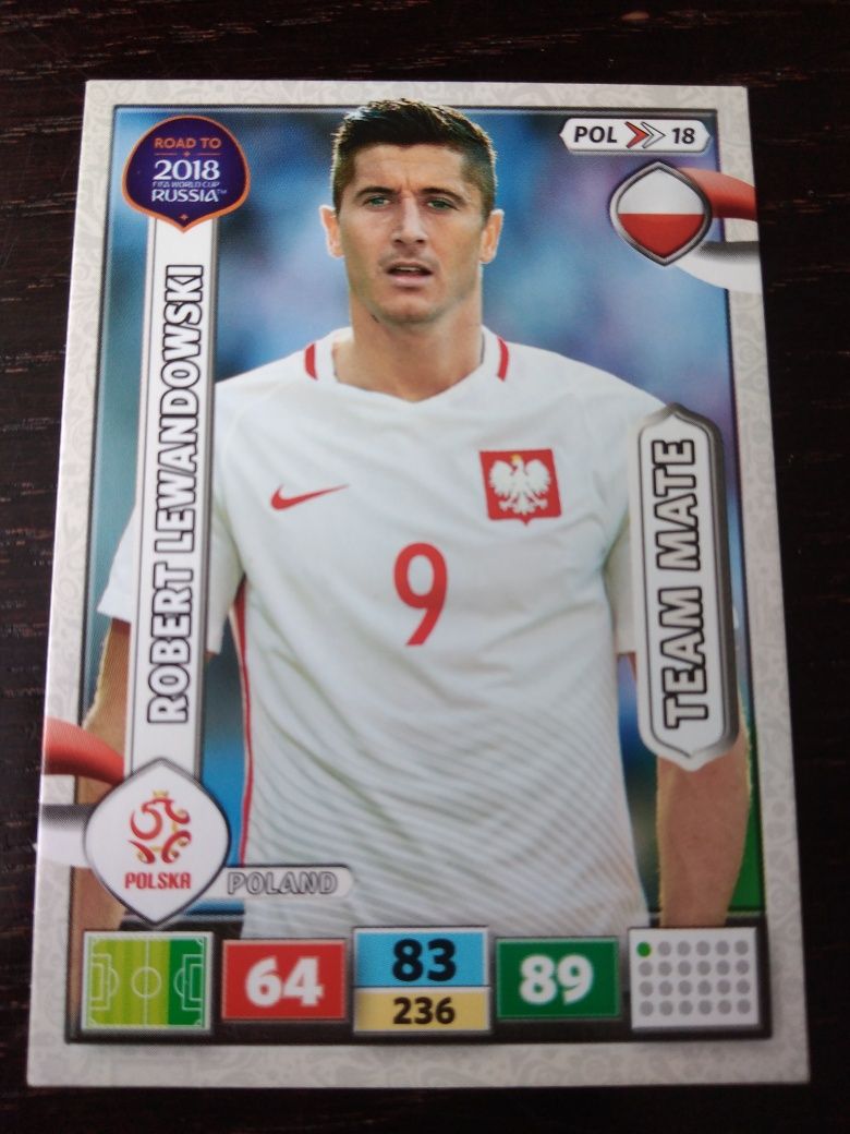 Karta team mate Road to Russia 2018 Panini Lewandowski Polska