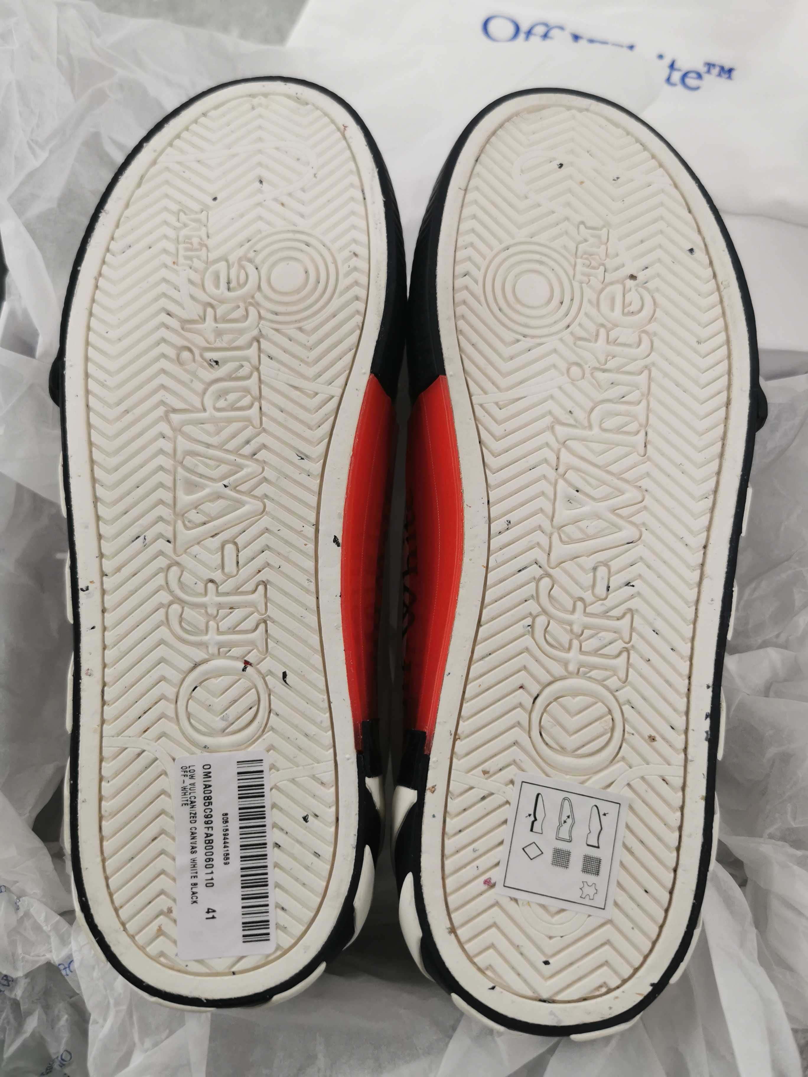 Off-White Low Vulcanized Canvas Sneakers White Black Ice 41 e 42