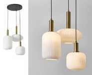 Lampa wisząca ze szkła opalowego Candela biało-złota 3xLED E27