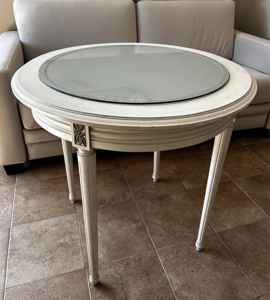 Stół okrągły biały drewno , oryginalny włoski 80 cm