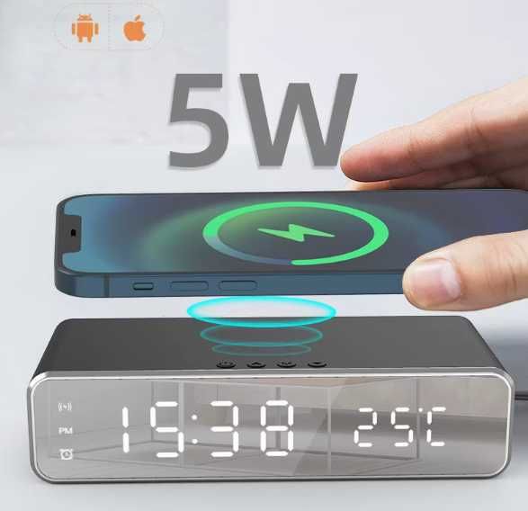 Часы-будильник-беспроводное зарядное 5 в 1