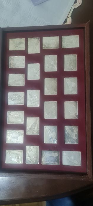 Medalhas em prata sos animais em extinção completa em estojo