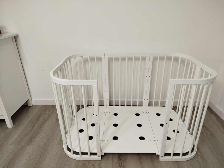 Łóżeczko WALDIN 7W1 owalne białe