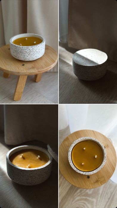 Świeca w szkatułce z naturalnego wosku na prezent