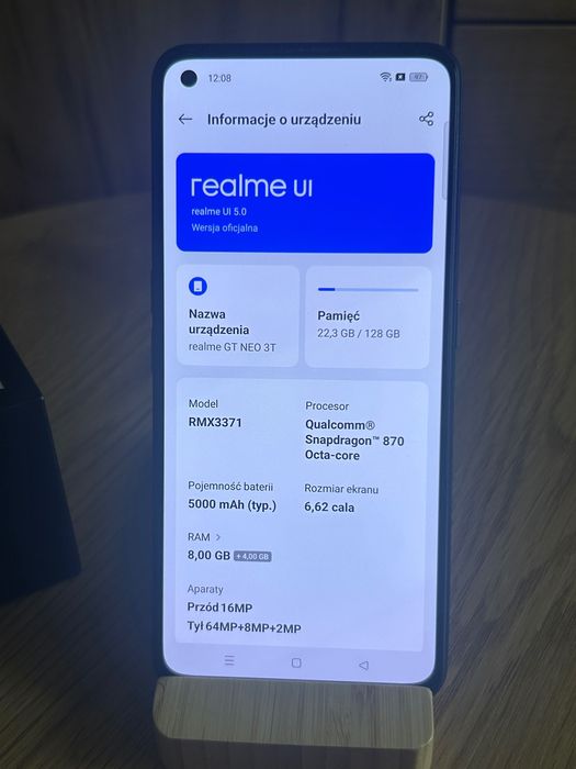 realme GT Neo 3T 8/128GB czarny 120 hz smartfon telefon