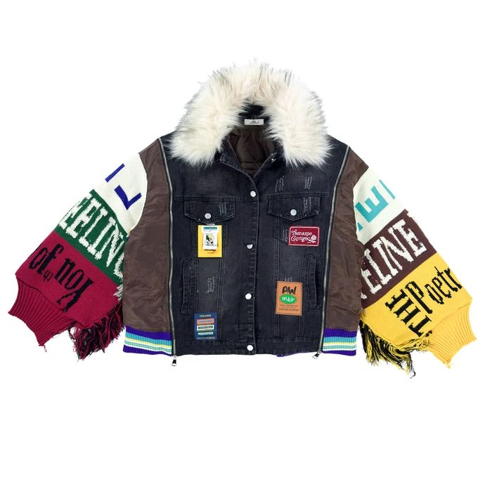 Kurtka bez kaptura jeansowa custom vintage Mochy