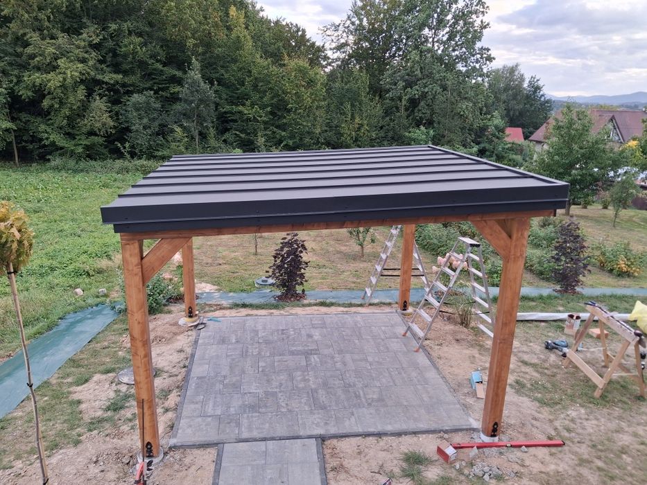 Zadzaszenie bali, tarasu wiata drewniana garaż balia jacuzzi