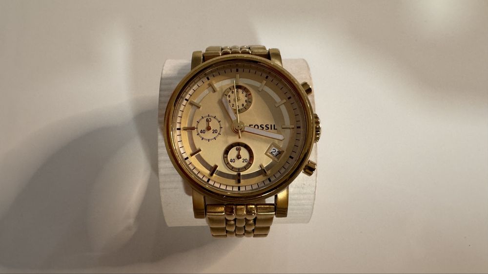 Fossil ES2197 zegarek damski złoty z szampańską tarczą