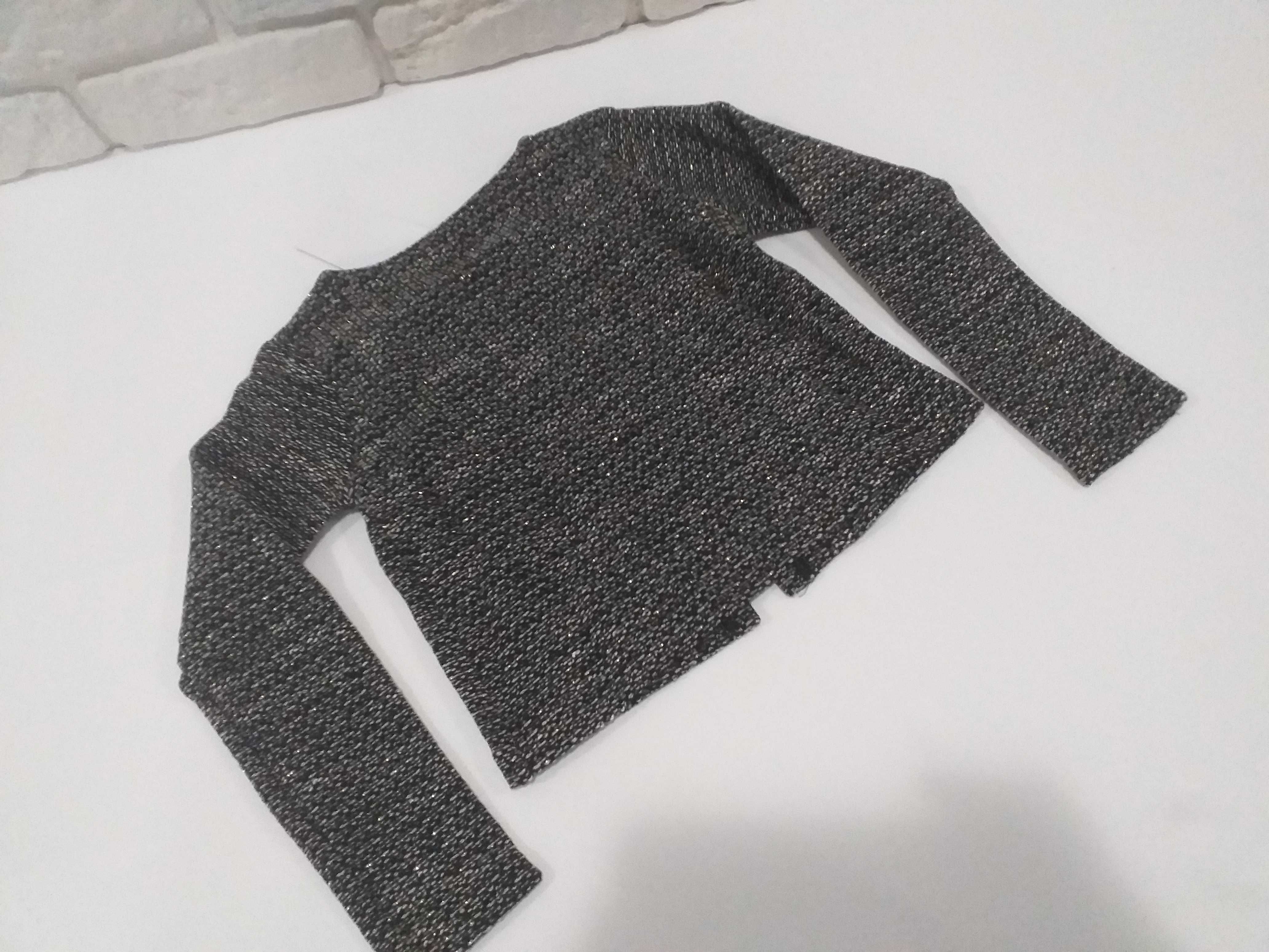 Elegancki sweter rozpinany ze złotą nitką Smart & Pretty C&A roz 122