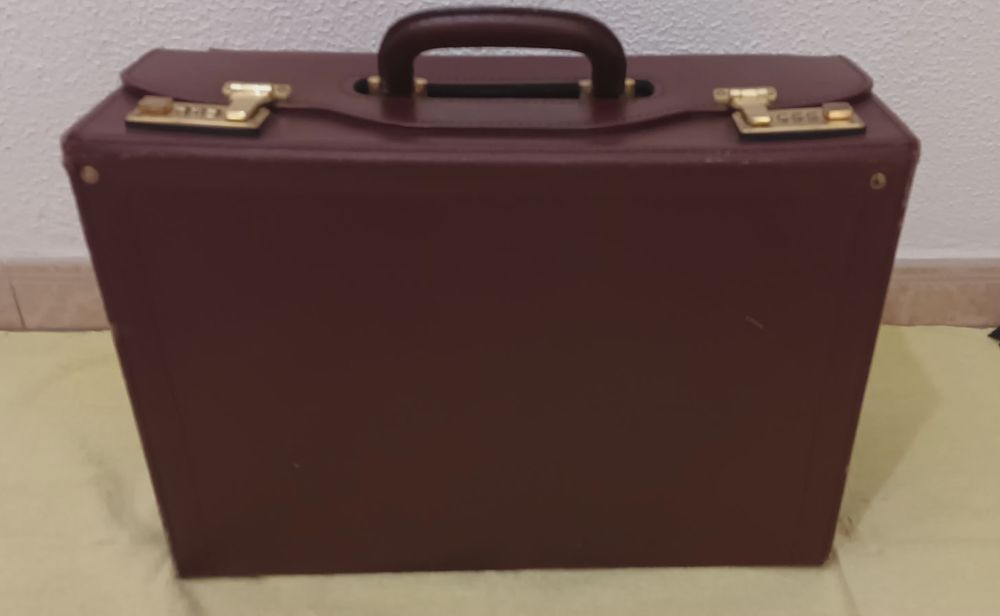 Mala/pasta piloto/médico/advogado Amiet, em pele genuína