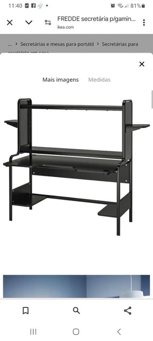 Secretária Gaming, na cor preta.