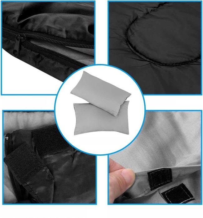 OKAZJA! Ciepły Śpiwór Turystyczny DUŻY Dwuosobowy Podwójny + Poduszki