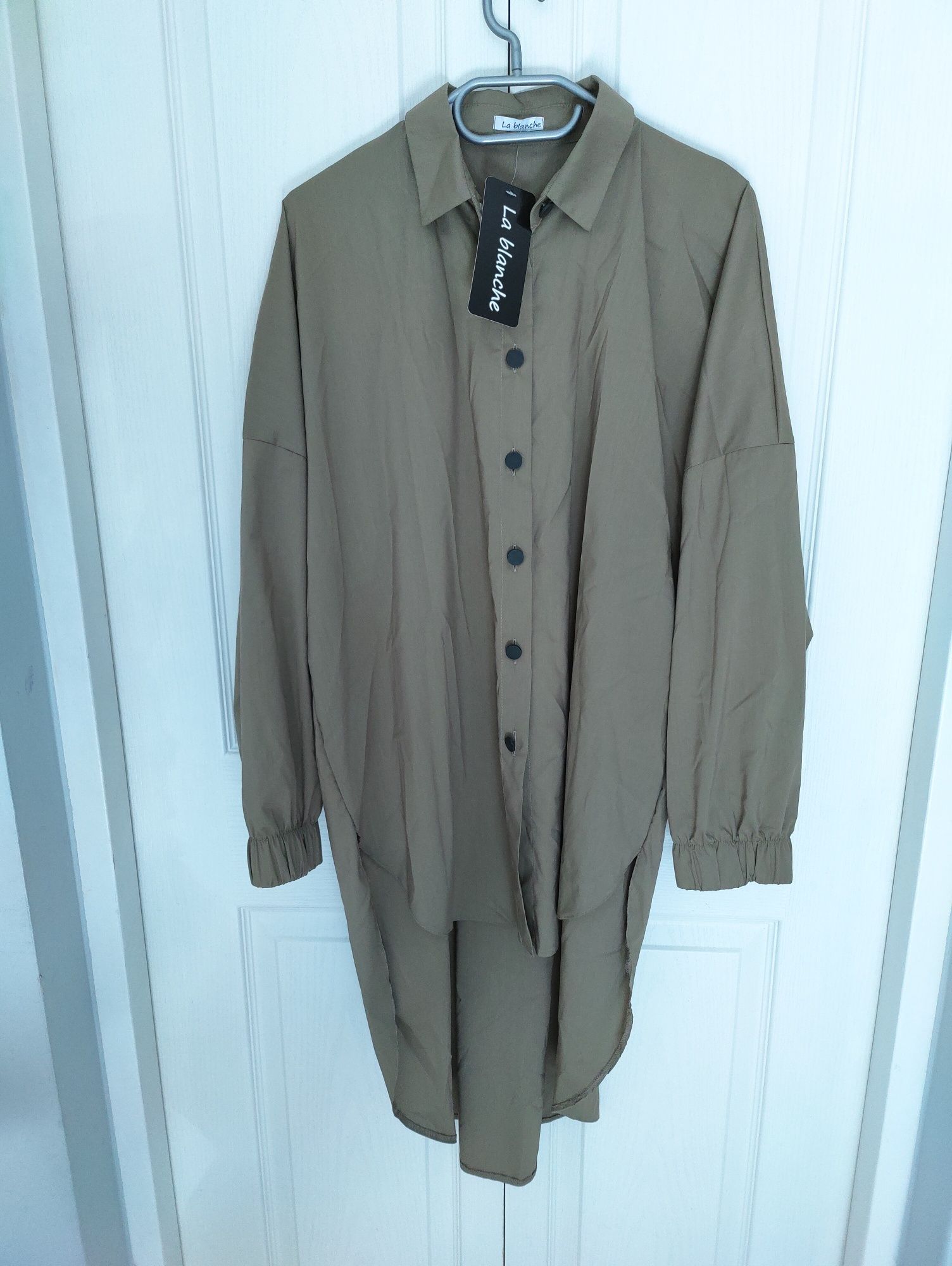Koszula oversize khaki La Blanche asymetryczna