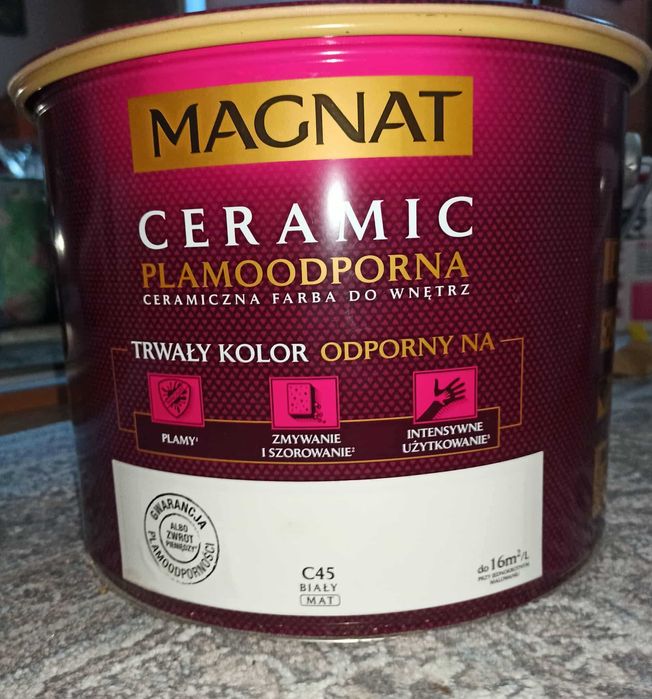 Farba ceramiczna biały C45 10 l Magnat