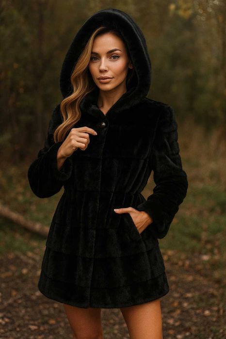 Sprzedam nowe czarne futro naturalne z norek czarne M/L