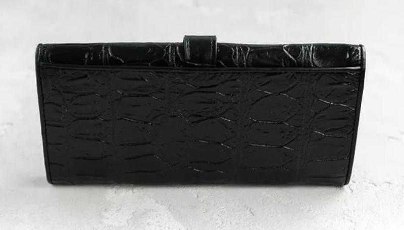 Женский кошелек портмоне из натуральной кожи крокодила черный