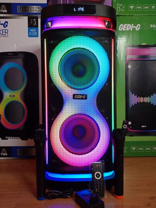 Блютуз караоке акустика Temeisheng-38D(SD,USB,FM)пультДУ, 2микрофона