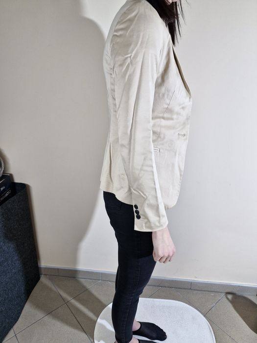 Zara Basic Elegancka Marynarka Beżowa Rozmiar XS