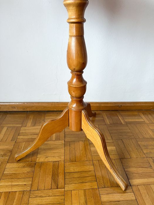 Stolik kawowy okrągły drewniany PRL
