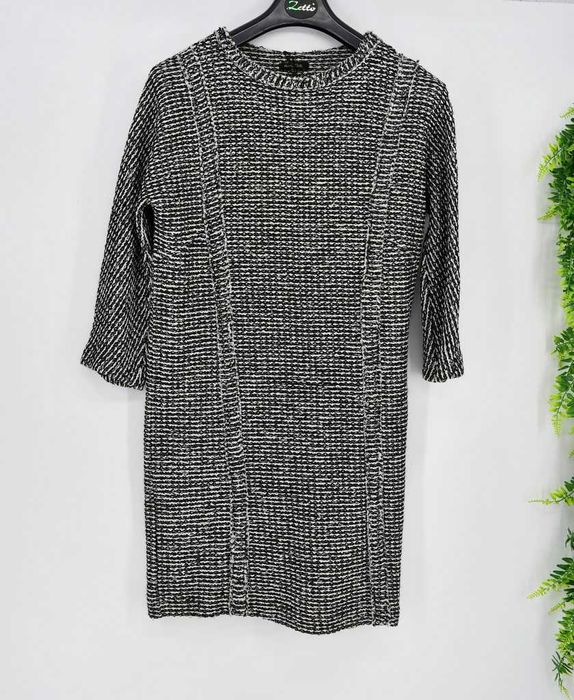 Dzianinowa sukienka Massimo Dutti r. S czarno-biały melanż nowa