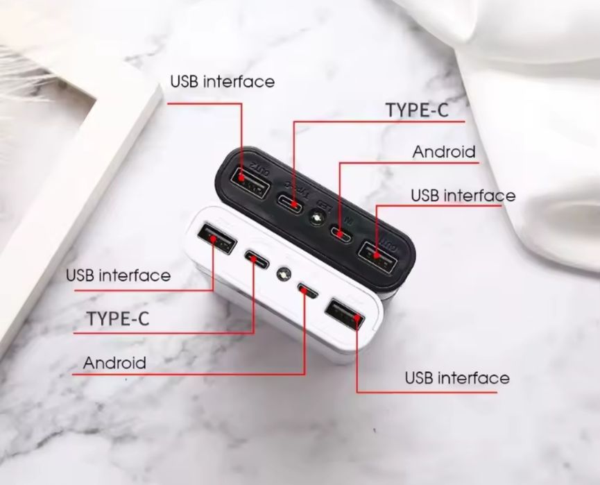 Корпус повербанка на 4 и 8 батарей.