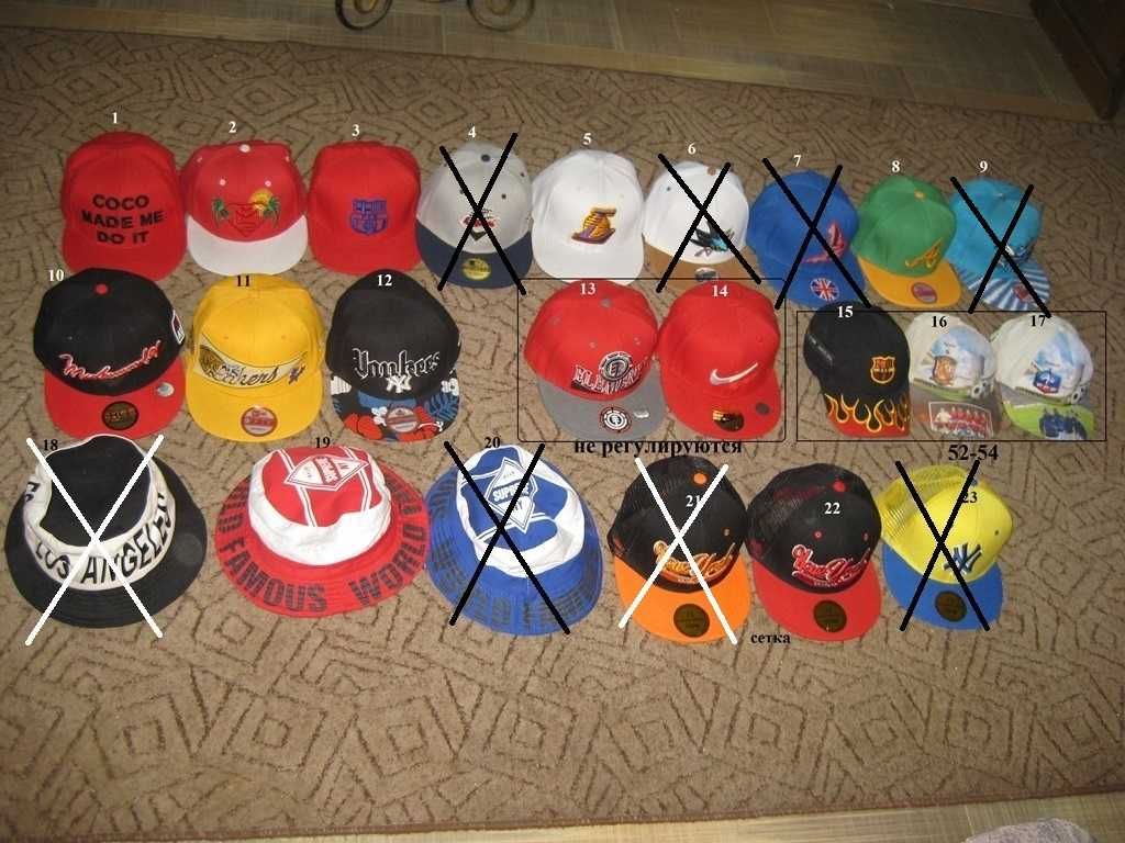 Кепки, бейсболки, шлемы, шапки клубные, есть флис 54-58 см распродажа