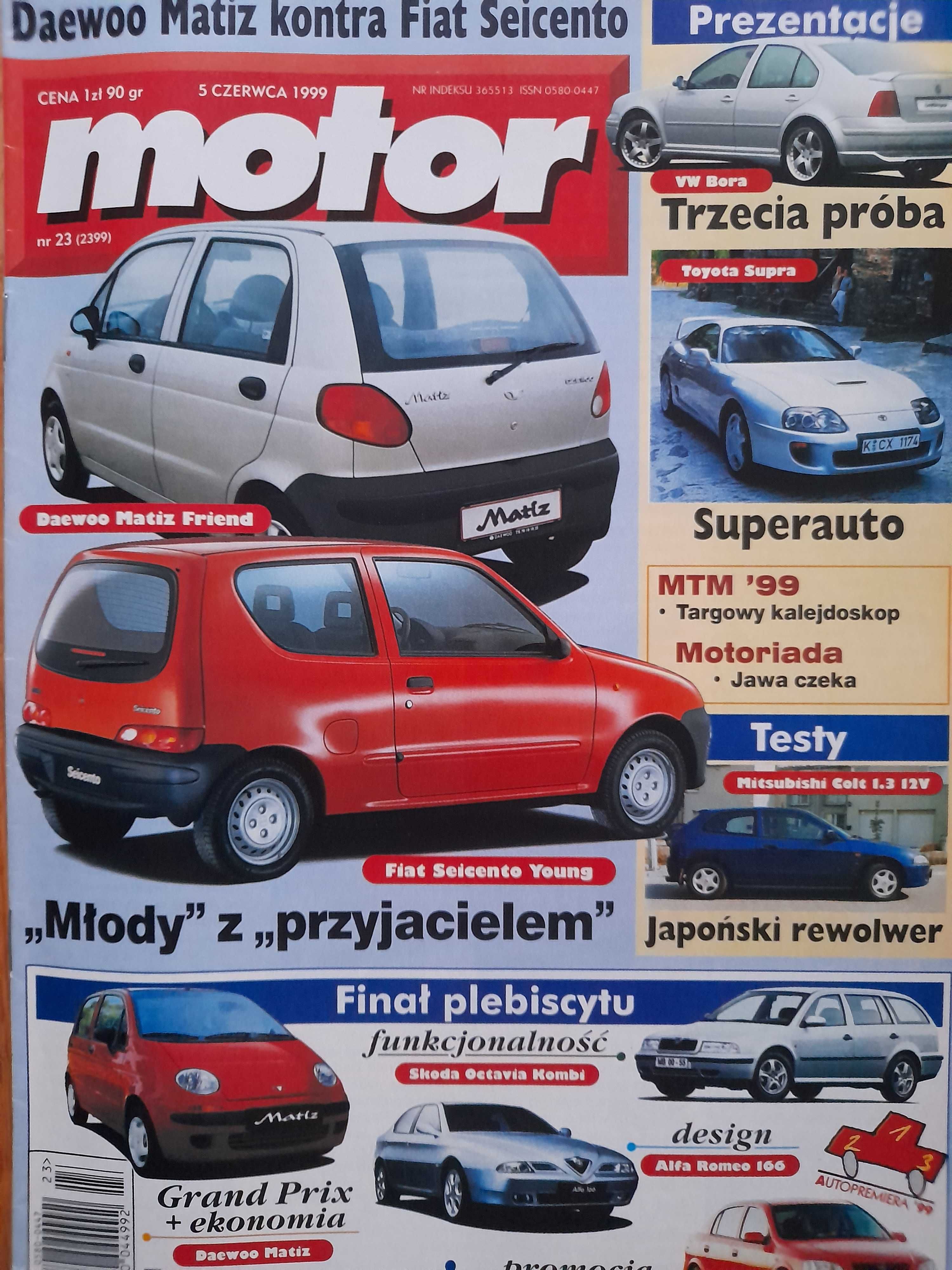 MOTOR Seicento, Matiz, Toyota Supra, Mitsubishi Colt, Bora, rok 1999