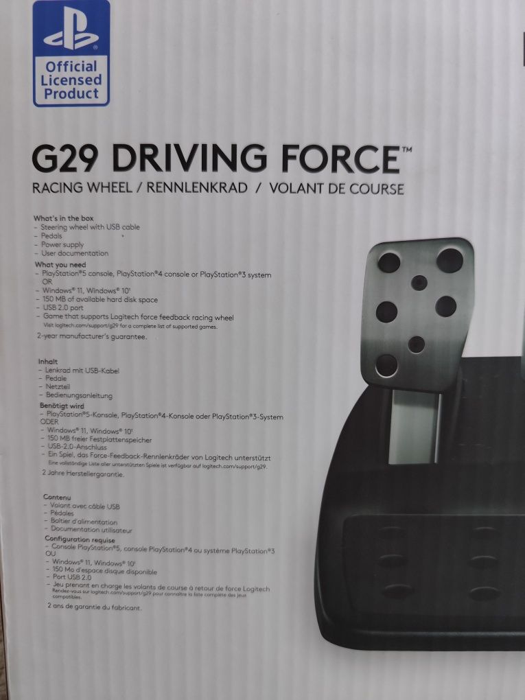 Kierownica Logitech G29 Racing Wheel z pedałami do PC, PS5 ,PS4,PS3.