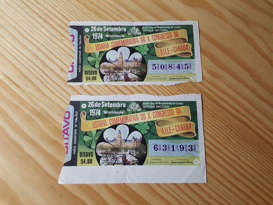 Canetas Cautelas lotaria antigas 1974
