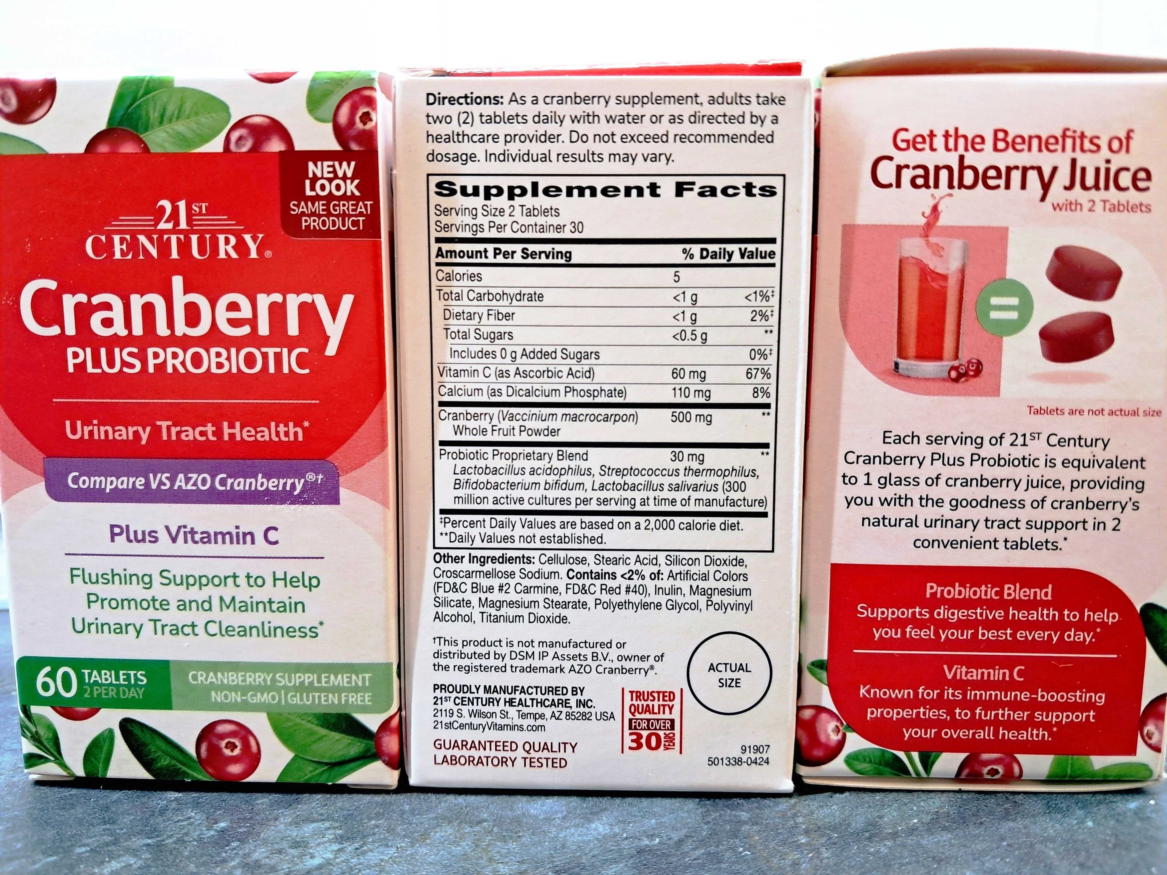 21st Century, Cranberry plus Probiotic (60 таб.), клюква + пробиотики