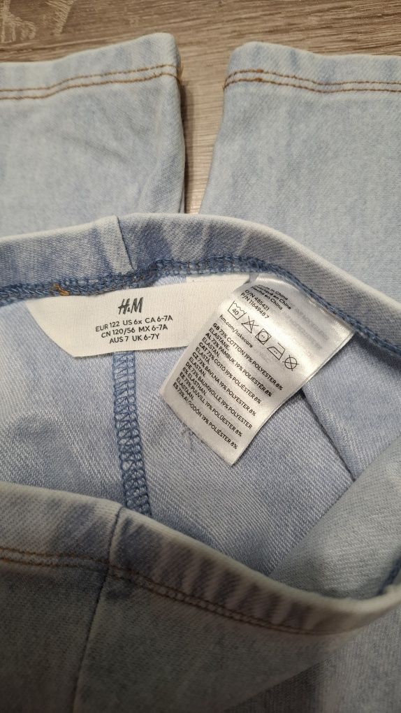 H&M krótkie legginsy a'la jeans z efektem sprania r.122