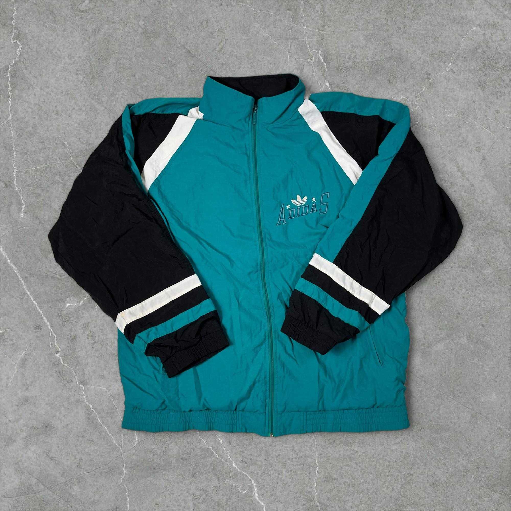 Kurtka bluza Adidas Vintage męska Haft logo lata 80s oversize szelest