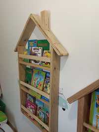 Półka, regał  na książki dla dzieci-drewniana -domek