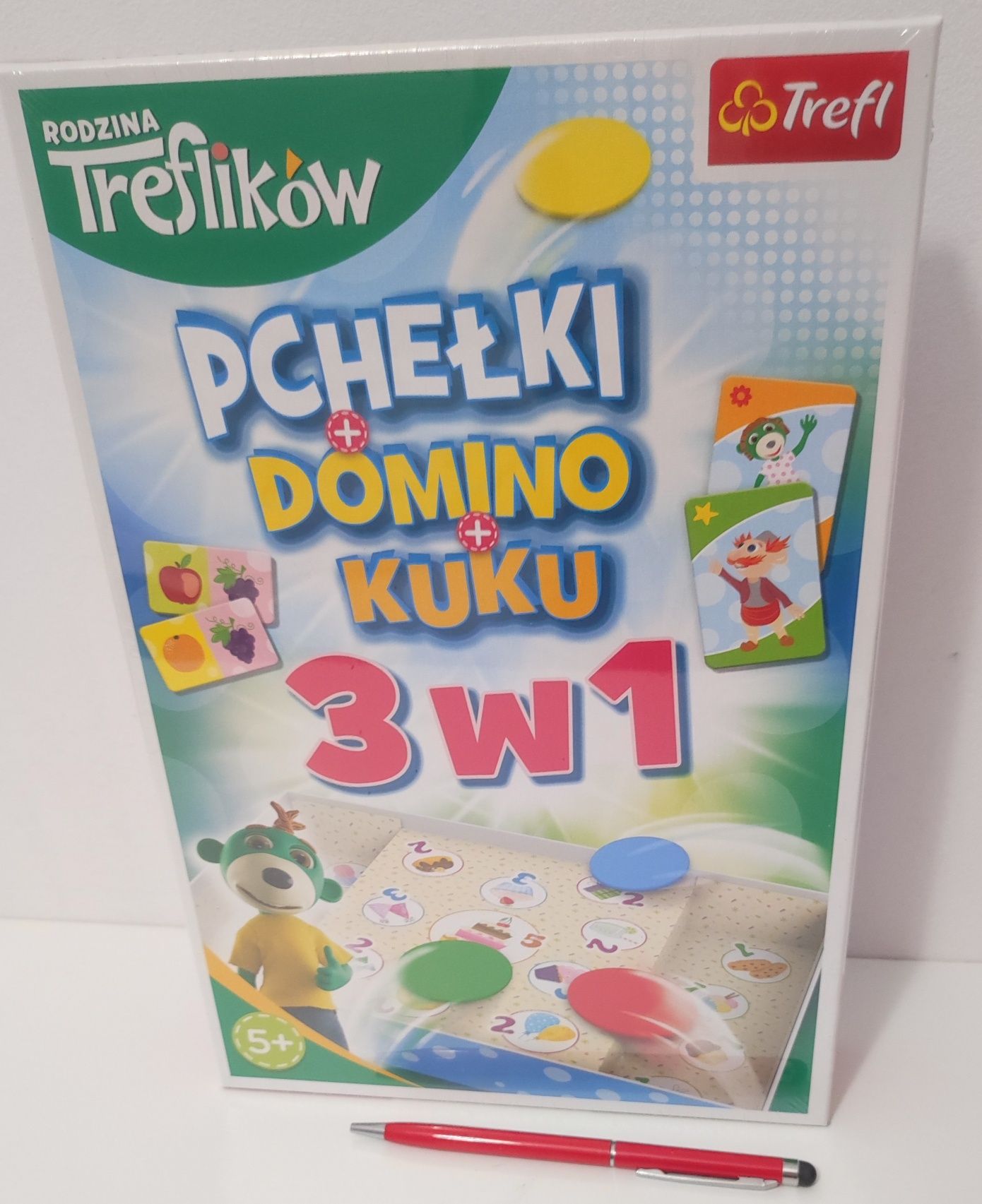 Nowa zafoliowana gra pchełki domino akuku Trefl 3w1