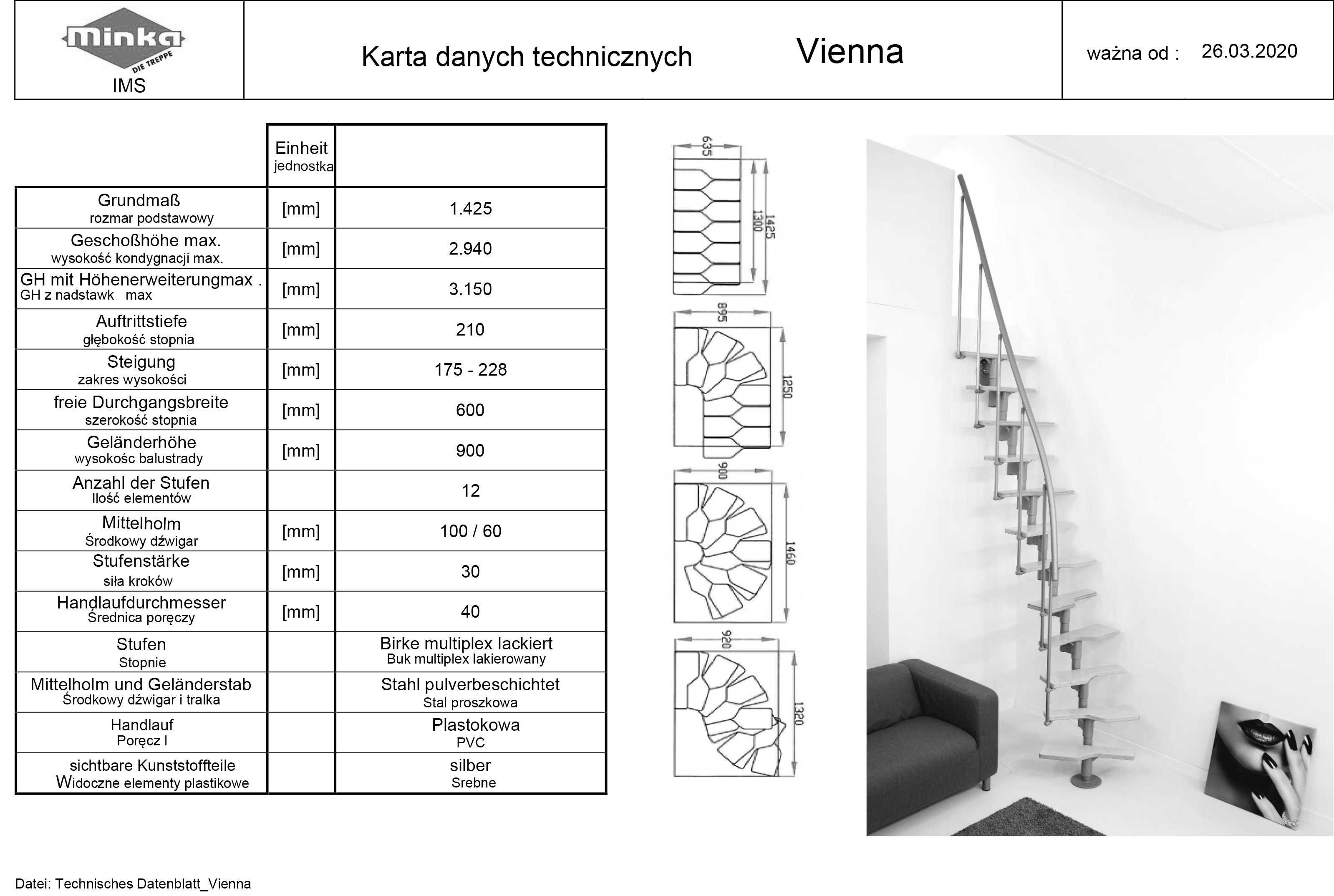 PROMOCJA!Mini schody modułowe Minka Vienna/ BUK/ 12 stopni