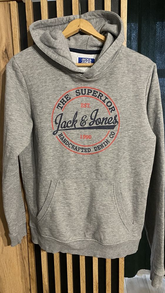 Bluza Jack&Jones S damska szara bawełna/wiskoza kaptur, kieszenie