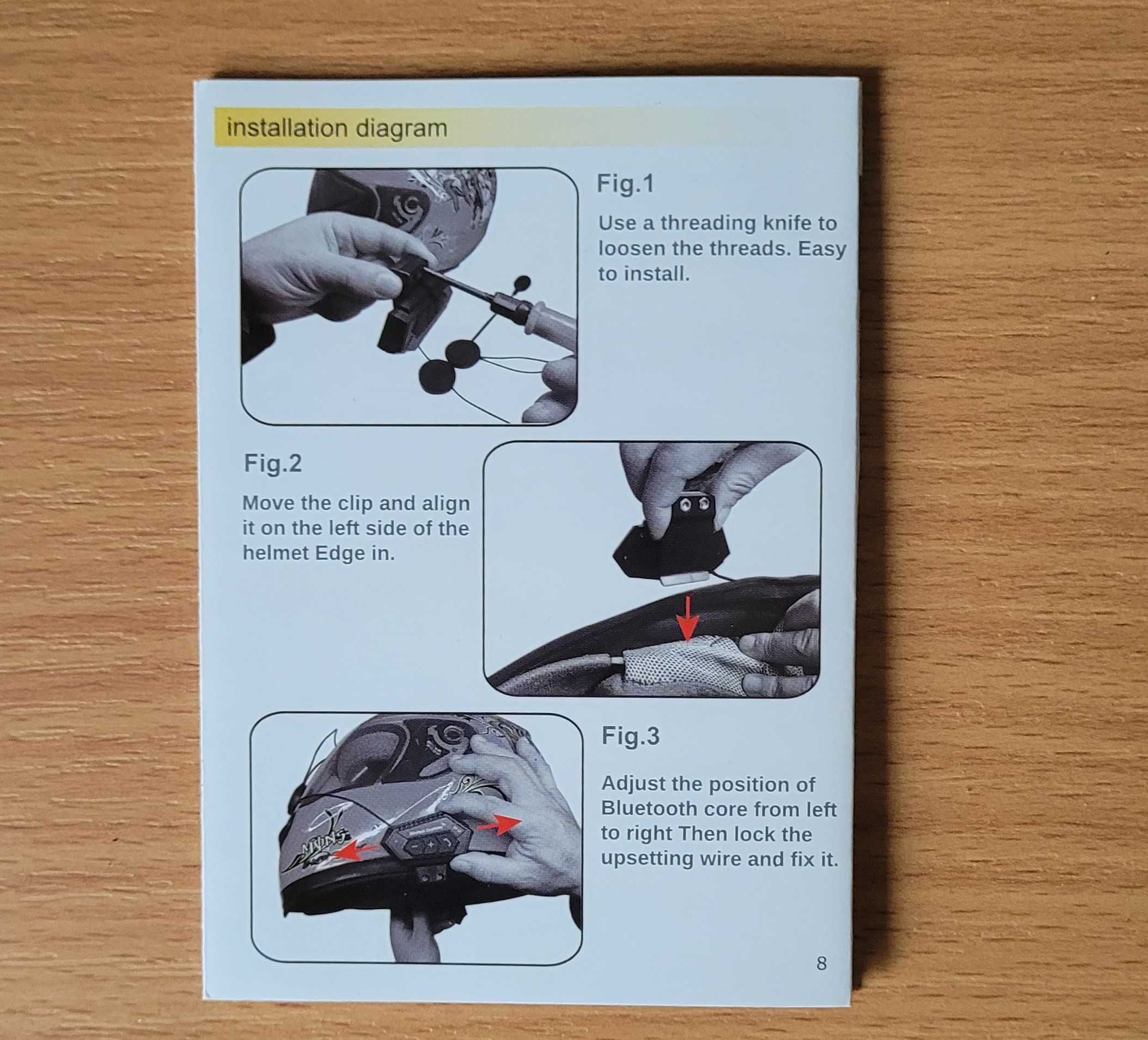 Zestaw słuchawkowy Bluetooth do kasku motocyklowego z mikrofonem