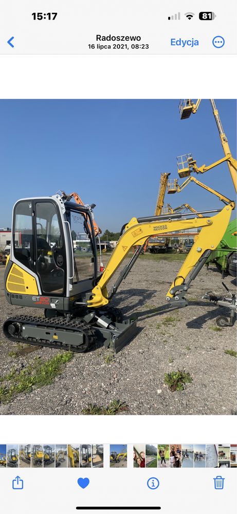 Wynajem minikoparki Wacker Neuson et 20 NOWE ROCZNIK 2024