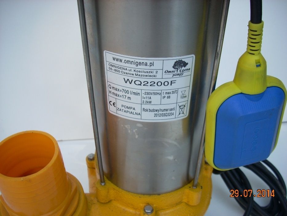Pompa do ścieków i brudnej wody WQ 2200 F - duża wydajność