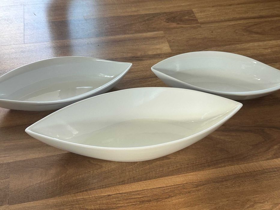 Salaterki biała ceramika design duże 3 szt