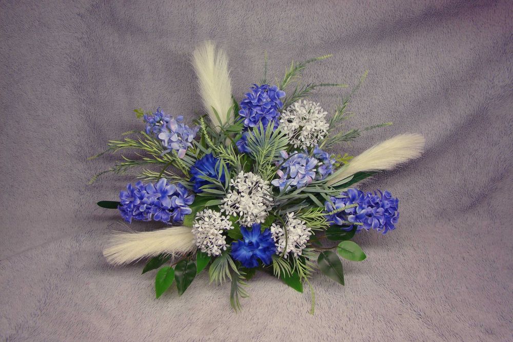 Stroik na grób cmentarz niebieski komplet nr 2w