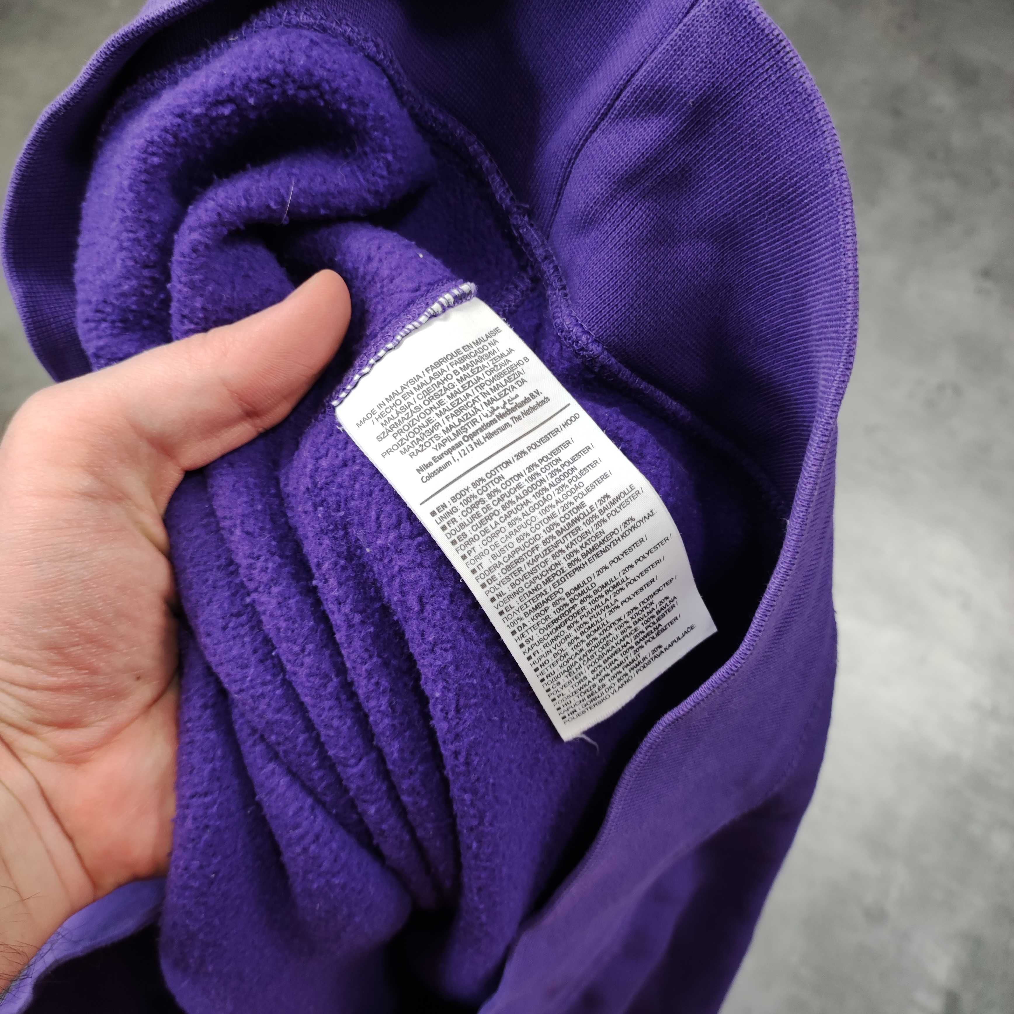 MĘSKA Bluza z Kapturem Hoodie Nike Fioletowa Duże Logo Haft Sportowa