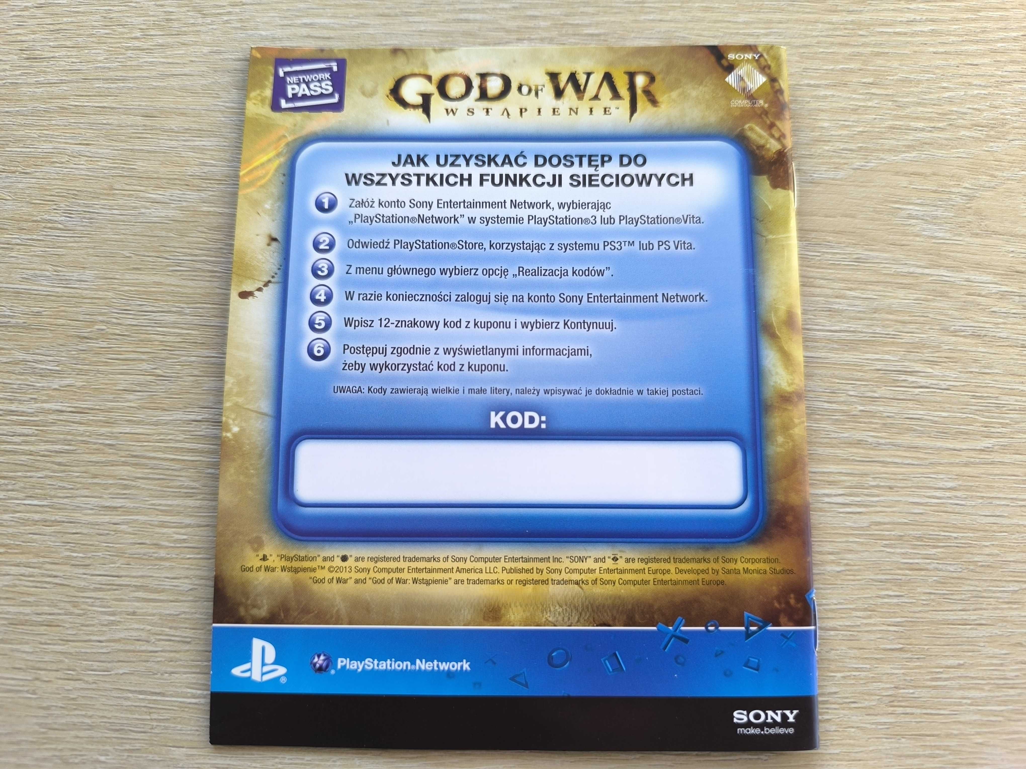 God of War Wstąpienie [PS3] (POLSKA WERSJA) + Przepustka Sieciowa