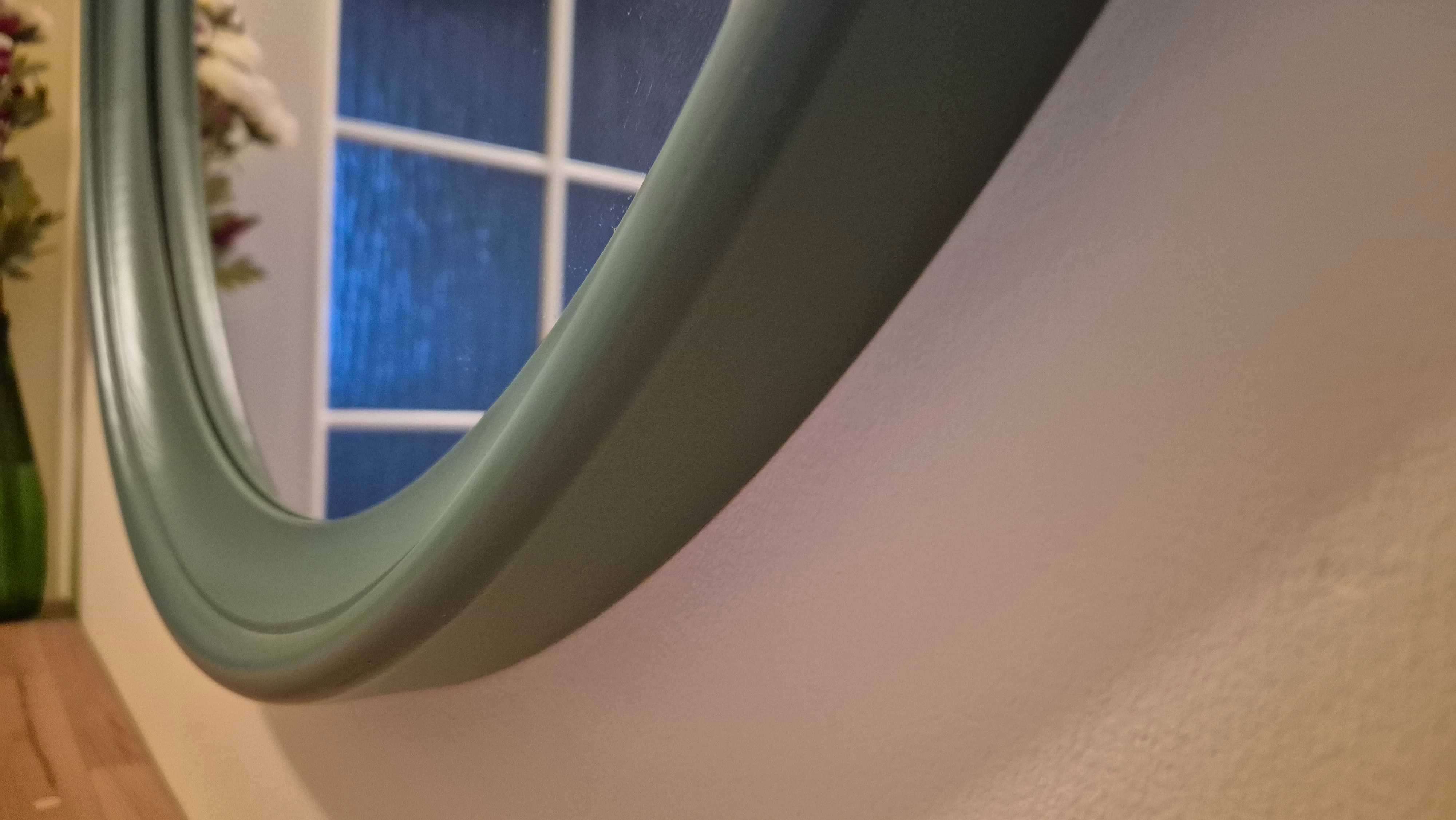 Okrągłe drewniane lustro Ikea Stabekk solidna rama średnica 75 cm
